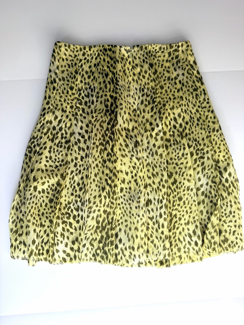 2/$40 Carlisle Silk Leopard Print A-Line Women's Skirt - Yellow/Lime green - Picture 5 of 9